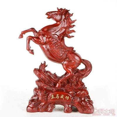 聯(lián)友廠家直銷樹(shù)脂工藝品 立馬成功仿木紋招財(cái)擺件，高級(jí)開(kāi)業(yè)禮品之選